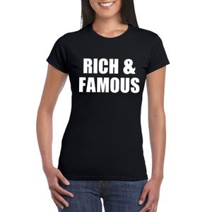 Rich & famous tekst t-shirt zwart dames