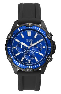 Fossil heren Garrett chronograaf zwart siliconen horloge FS5695