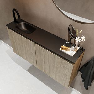 Mondiaz Ture 100cm toiletmeubel light brown grey met wastafel urban links 1 kraangat