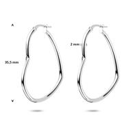 Oorringen Hart 35,5mm - Gerhodineerd 925 Zilver