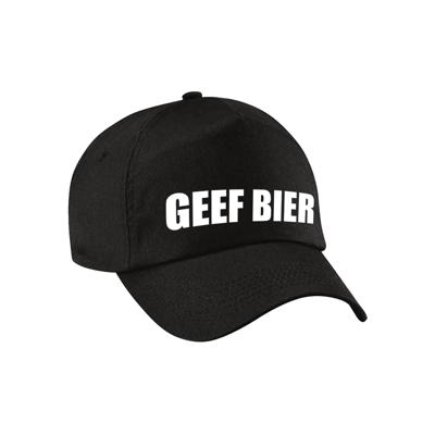 Geef bier tekst petje - zwart - drank - dames en heren - baseball cap - carnaval - foute party