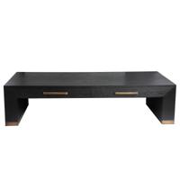 Tiess Zwarte Houtfineer Salontafel 2 Laden