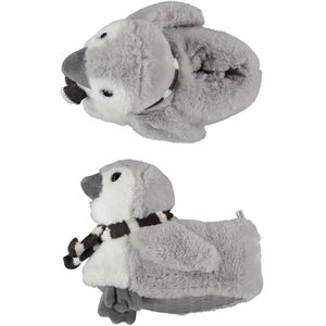 Kinder dieren pantoffels/sloffen pinguin grijs maat 31-32