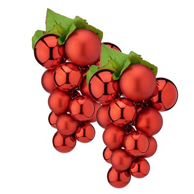 2x stuks decoratie druiventros rood van kunststof 28 cm