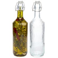 Secret de Gourmet Beugelfles / Weckfles - 2x - transparant glas - luchtdicht - 1 liter - waterfles