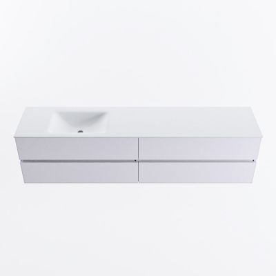 MONDIAZ VICA 200cm badmeubel onderkast Cale 4 lades. Wastafel CLOUD links 1 kraangat, kleur Talc.