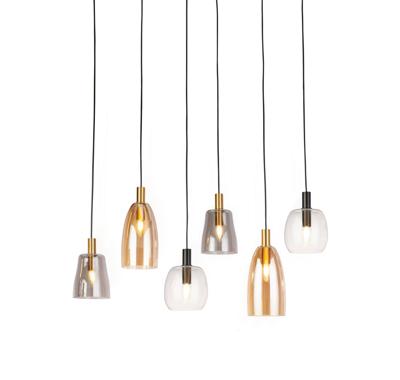 Hanglamp Divine 6Lt Multi - Black Metal & Coloured Glass