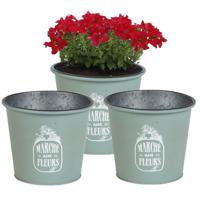 Plantenpot/bloempot voor buiten - 3x - zink - jadegroen - D19 x H16 cm - thumbnail