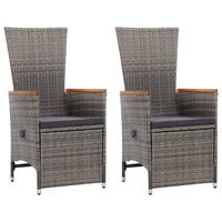 Tuinstoelen 2 st verstelbaar met kussens poly rattan grijs - thumbnail