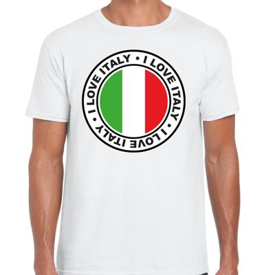 Verkleed T-shirt voor heren - I Love Italy - wit - voetbal supporter - themafeest