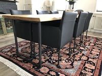 Set van 6 leren kuip eetkamerstoelen - met wieltjes - zwart leer - Echt leer, Modern, ontdek de vele Leersoorten en Kleuren bij ShopX