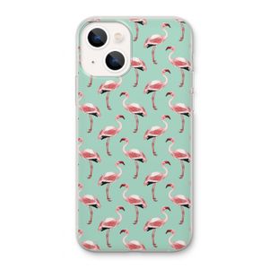 Flamingoprint groen: iPhone 13 Transparant Hoesje