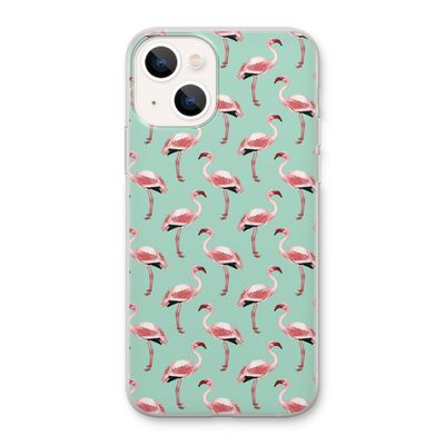 Flamingoprint groen: iPhone 13 Transparant Hoesje