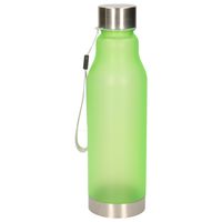 Waterfles/drinkfles/sportfles - groen - kunststof - rvs - 600 ml - thumbnail