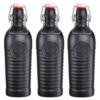 3x Glazen beugelfles/weckfles mat zwart met beugeldop 1,2 liter 3x Glazen beugelfles/weckfles mat zwart met beugeldop 1,2 liter
