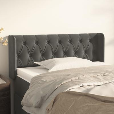 Hoofdbord met randen 103x16x78/88 cm fluweel donkergrijs