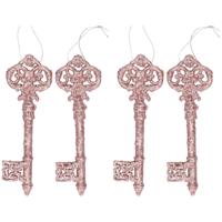 6x cosy & trendy kersthangers - sleutels - roze - 15 cm - kerstbal
