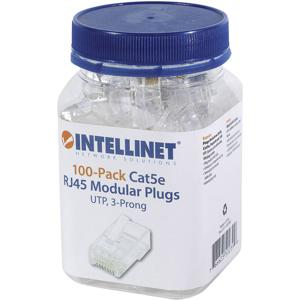 Intellinet 502399 Intellinet verpakking van 100 stuks Cat5e modulaire RJ45-stekkers UTP 3-voudige klem voor massieve draad 100 stekkers per pot 502399