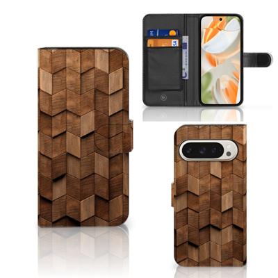 Book Style Case voor Google Pixel 9 | 9 Pro Wooden Cubes Book Style Case voor Google Pixel 9 | 9 Pro Wooden Cubes