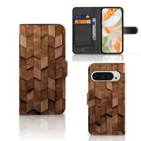 Book Style Case voor Google Pixel 9 | 9 Pro Wooden Cubes