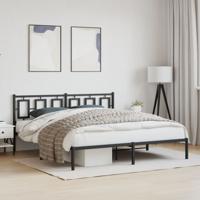 Bedframe met hoofdbord metaal zwart 183x213 cm