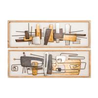 Wanddecoratie DKD Home Decor 120 x 40 x 5,5 cm Abstract Natuurlijk Gouden Multicolour Modern (2 Stuks)
