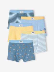 Set met 5 stretchboxers voor jongens "surf" lichtgeel