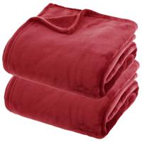 Fleece deken/fleeceplaid - 2x - warm rood - 180 x 230 cm - polyester - bankdeken