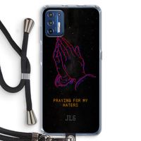 Praying For My Haters: Motorola Moto G9 Plus Transparant Hoesje met koord