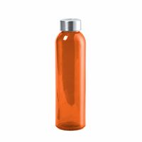 Glazen waterfles/drinkfles/sportfles - oranje transparant - met RVS dop - 500 ml