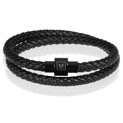 Memphis leren wrap armband Zwart