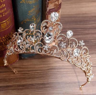 Crystal bruiloft kroon bruid kroon hoofdband accessoires haar juwelen ornamenten (goud wit)