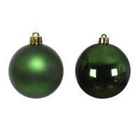 16x Donkergroene kerstballen 4 cm kunststof mat/glans - thumbnail