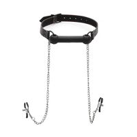 Silicone Bit Gag + Nipple Clamps - Black