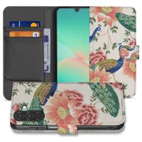 Samsung Galaxy A17 Hoesje Met Pasjes Pink Peacock PU Leer 3 Pasjes