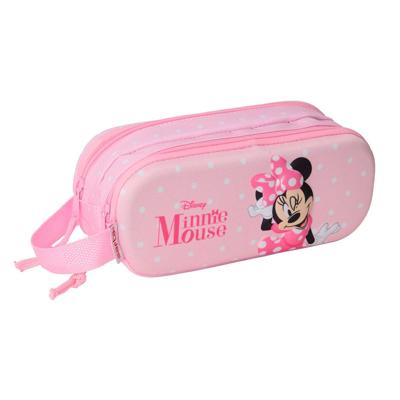 Pennenetui met 2 vakken Minnie Mouse Roze 21 x 8 x 6 cm 3D