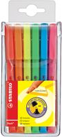 STABILO flash markeerstift, etui van 6 stuks in geassorteerde kleuren