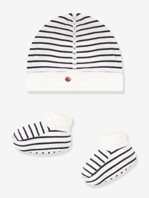 Set muts en sloffen baby gemengd PETIT BATEAU wit