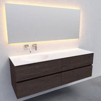 Badkamermeubel Solid Surface AQS Stockholm 150x46 cm Links Wood Dark Brown 4 Laden Boss & Wessing - thumbnail