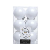 Decoris kerstballen - 12x st - wit - 6 cm - kunststof - mat en glans - kerstversiering Decoris kerstballen - 12x st - wit - 6 cm - kunststof - mat en glans - kerstversiering