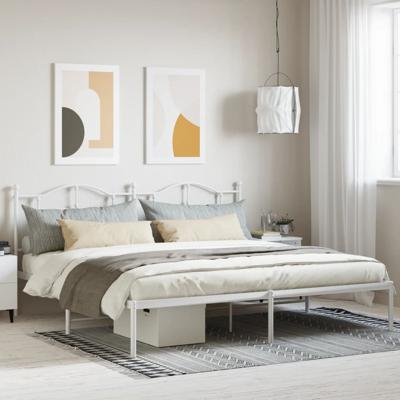 Bedframe met hoofdbord metaal wit 200x200 cm