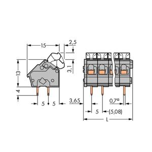 WAGO 256-425/334-000 Veerkrachtklemblok 2.50 mm² Aantal polen 25 Grijs 20 stuk(s)