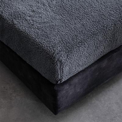 Splittopper Hoeslaken - Teddy - 200x200cm - Antraciet - Fresh And Co - Dekbed-Discounter.nl