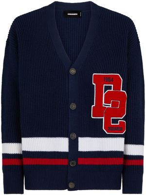 DSQUARED2 cardigan en laine à logo appliqué - Bleu