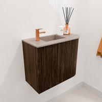 Toiletmeubel Mondiaz Joya Dlux | 51.6 cm | Meubelkleur Walnut | Faye wastafel Saba Wasbak Links | 1 kraangat