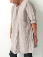 Cotton Crew Neck Short Sleeve Dress - thumbnail