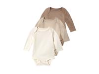 lupilu 3 Baby rompers (wit/beige/bruin, 86/92)