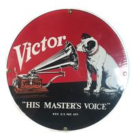 RCA Victor: His Master&apos;s Voice Emaille Bord - 29 cm ø - Ande Rooney 1990&apos;s - thumbnail