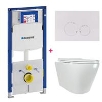 Geberit Sigma UP320 toiletset 40 wandcloset wit glans 53 cm met softclose zitting en drukplaat wit glans - thumbnail
