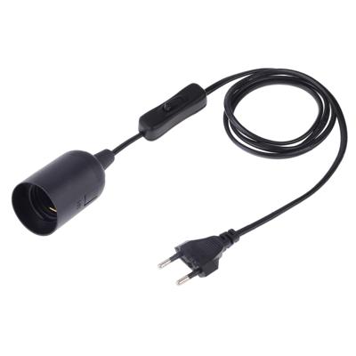 E27 Wire Cap schakelaar lamp houder kroonluchter stopcontact met 1.5 m verlengkabel EU stekker (zwart)